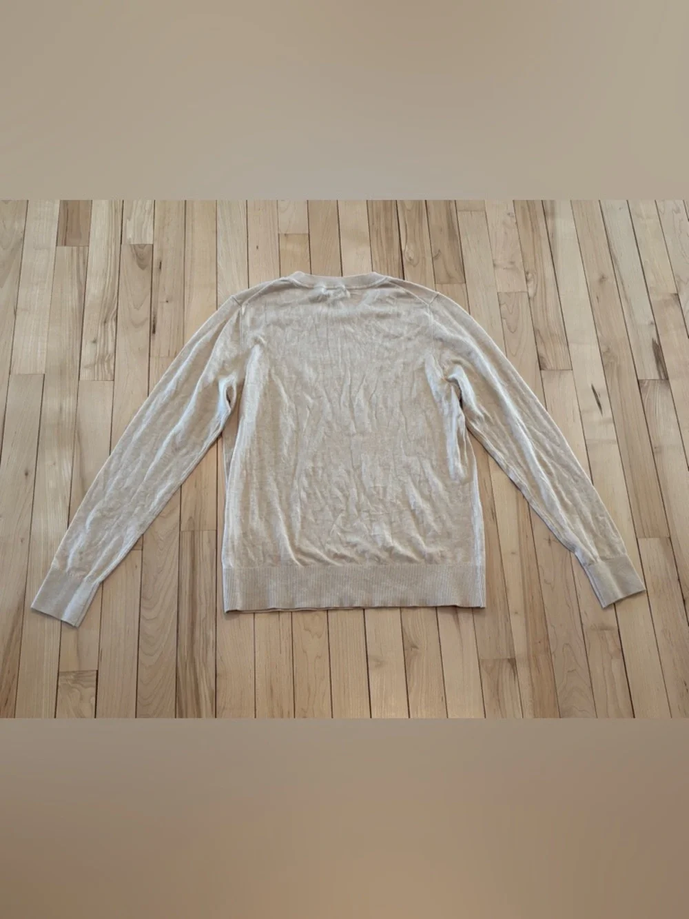 Quince Lightweight Cotton Cashmere Crew Sweater Heather Oatmeal Medium - Picture 6 of 8